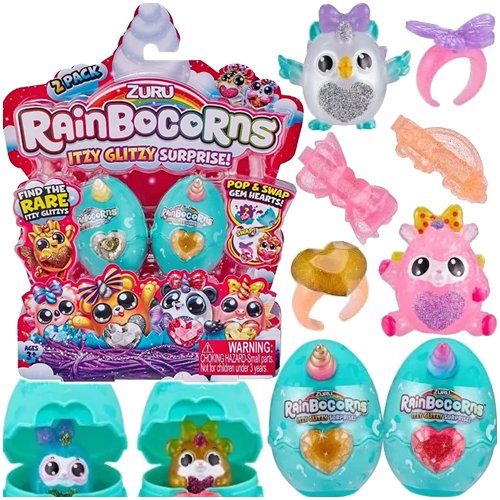 RAINBOCORNS JAJKO NIESPODZIANKA ZURU 2w1 FIGURKI ITZY GLITZY PIERŚCIONKI