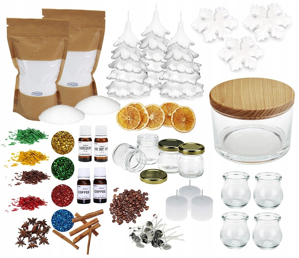 Zestaw do robienia świec + świeczki choinki do dekoracji świątecznych 4