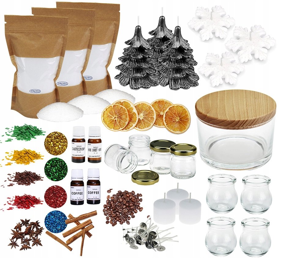 Zestaw do robienia świec + świeczki choinki do dekoracji świątecznych 21