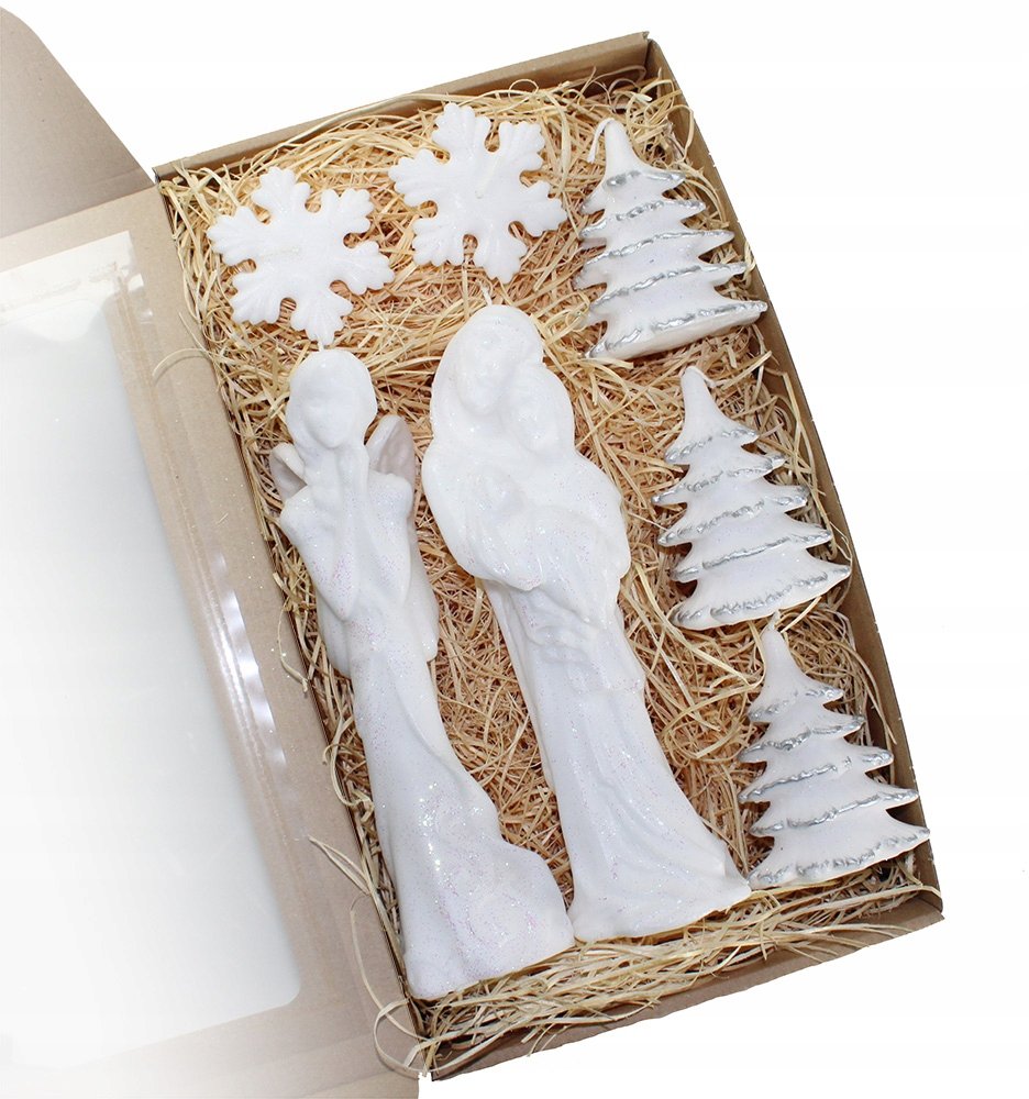 Zestaw świąteczny świece anioł choink+R srebrny 17