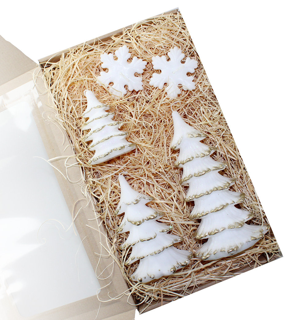 Zestaw prezentowy świece choinki 3 wysokości złote