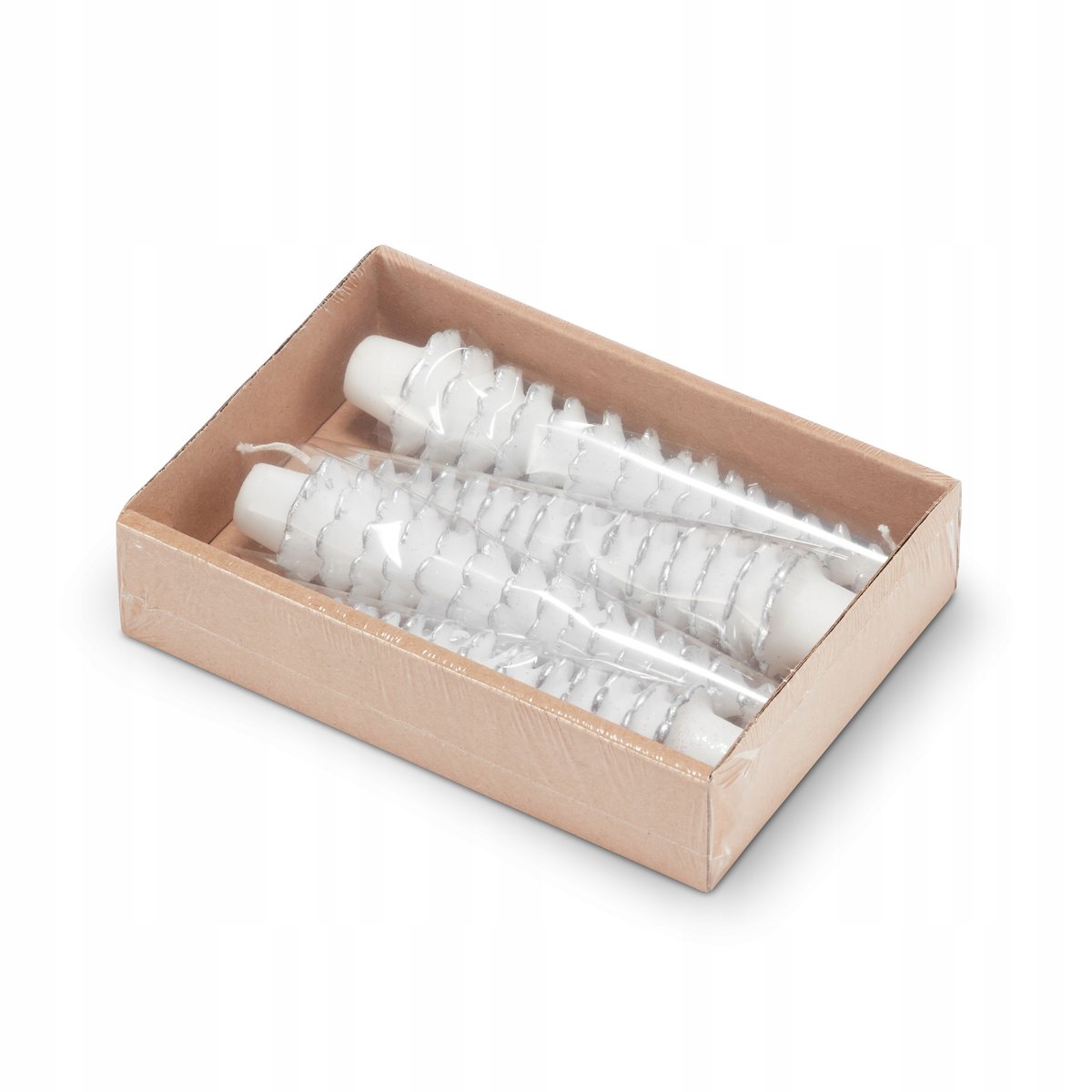 ZESTAW 4 ŚWIEC do Świecznika CHOINKA 15cm SREBRNA