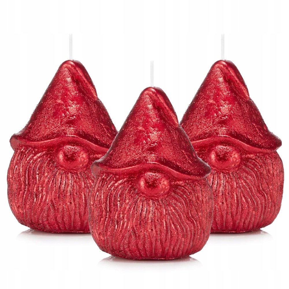 Zestaw świeczek świątecznych skrzaty 3 szt czerwon