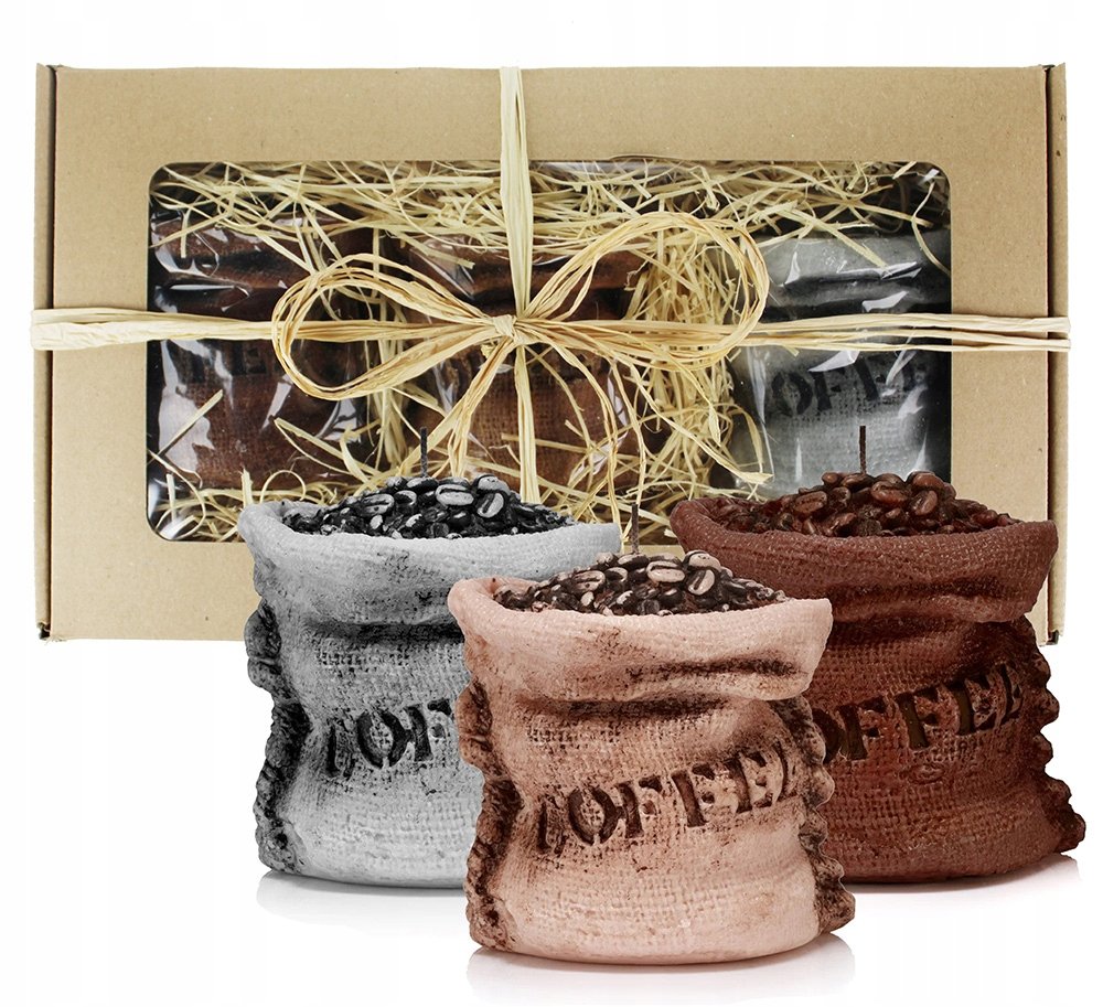 Zestaw prezentowy kawa świeczki ozdobne 3 szt mix