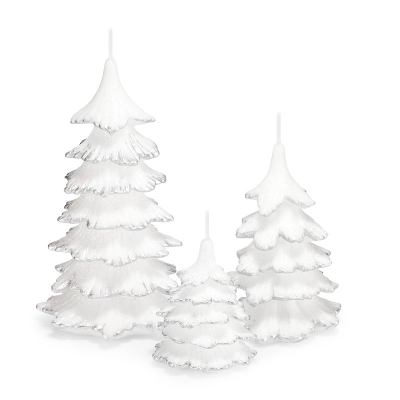 ZESTAW ŚWIEC OZDOBNYCH CHOINKA 3szt kolor SREBRNY