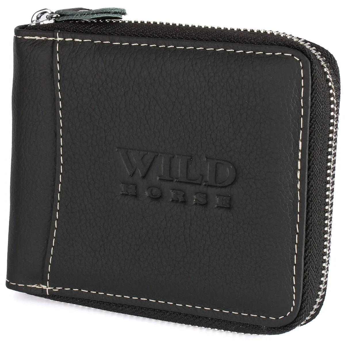 Męski portfel skórzany  Wild Horse 09 czarny z białymi akcentami RATY 0% | PayPo | GRATIS WYSYŁKA | ZWROT DO 100 DNI