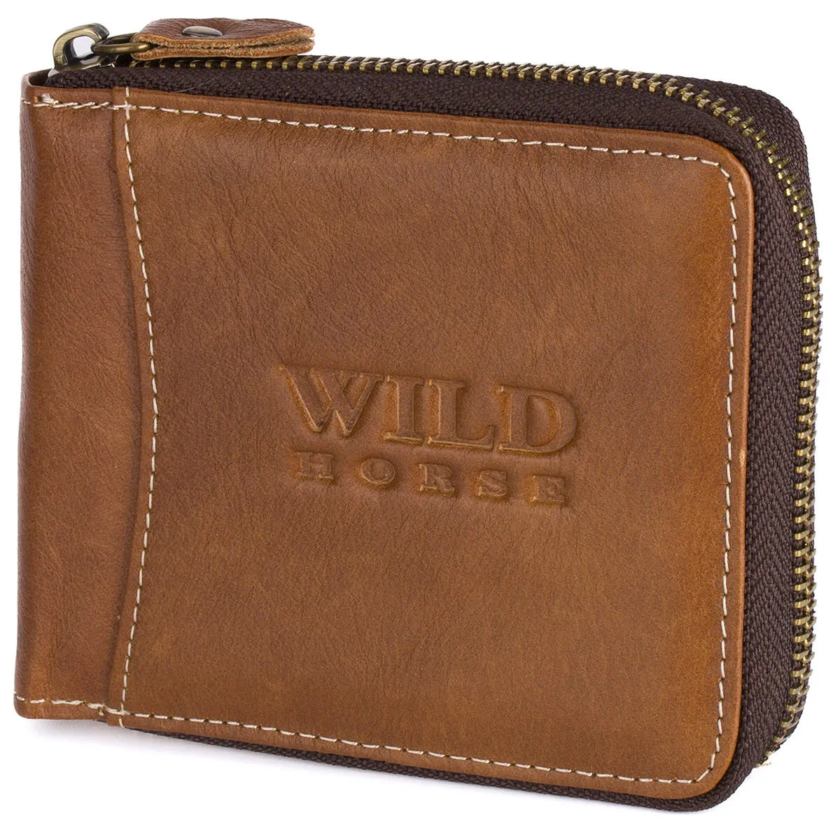 Męski portfel skórzany  Wild Horse 09 brązowy z przeszyciami RATY 0% | PayPo | GRATIS WYSYŁKA | ZWROT DO 100 DNI