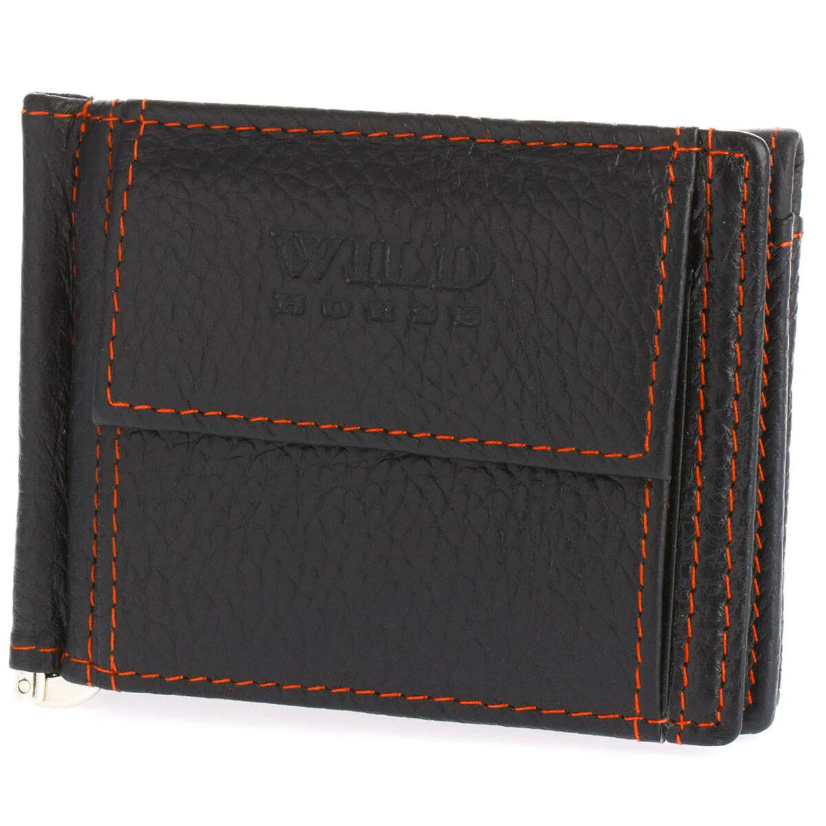 Męski portfel skórzany banknotówka Wild Horse 16 czarny z pomarańczowym akcentem RATY 0% | PayPo | GRATIS WYSYŁKA | ZWROT DO 100 DNI