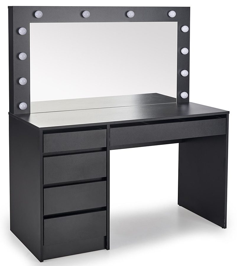 Czarna toaletka z podświetlanym lustrem i szufladami W4-E75