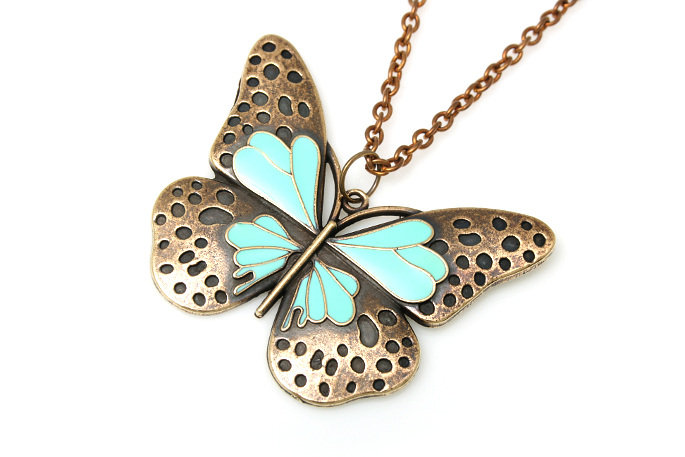 Wisiorek Motyl Mięta Japan Style Vintage