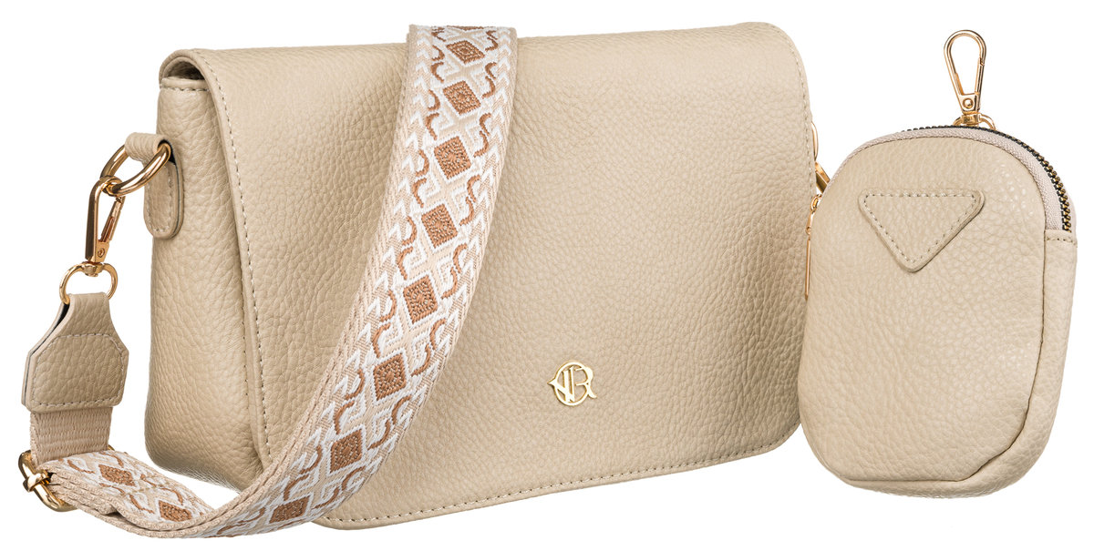 Torebka damska listonoszka na ramię crossbody z portmonetką torebka ze skóry ekologicznej Rovicky, jasny beżowy
