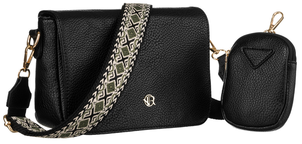 Torebka damska listonoszka na ramię crossbody z portmonetką torebka ze skóry ekologicznej Rovicky, czarny