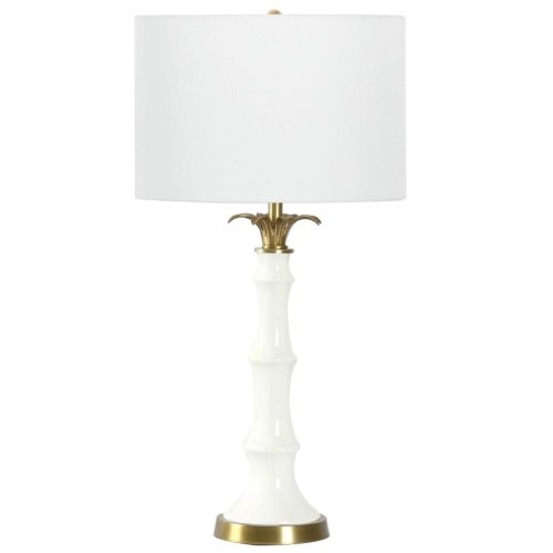 Loboc lampa stołowa 1xE27 biała/mosiądz T01019BR-WH