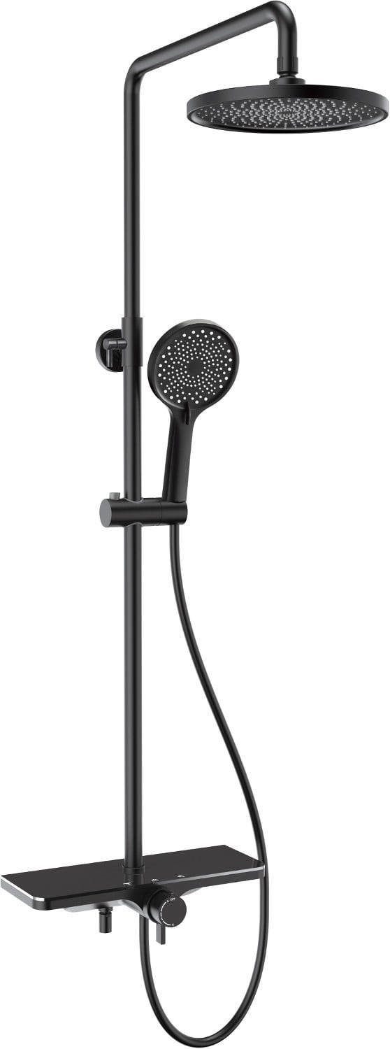 Mexen Frost zestaw prysznicowy natynkowy z deszczownicą i baterią, czarny - 78111-70
