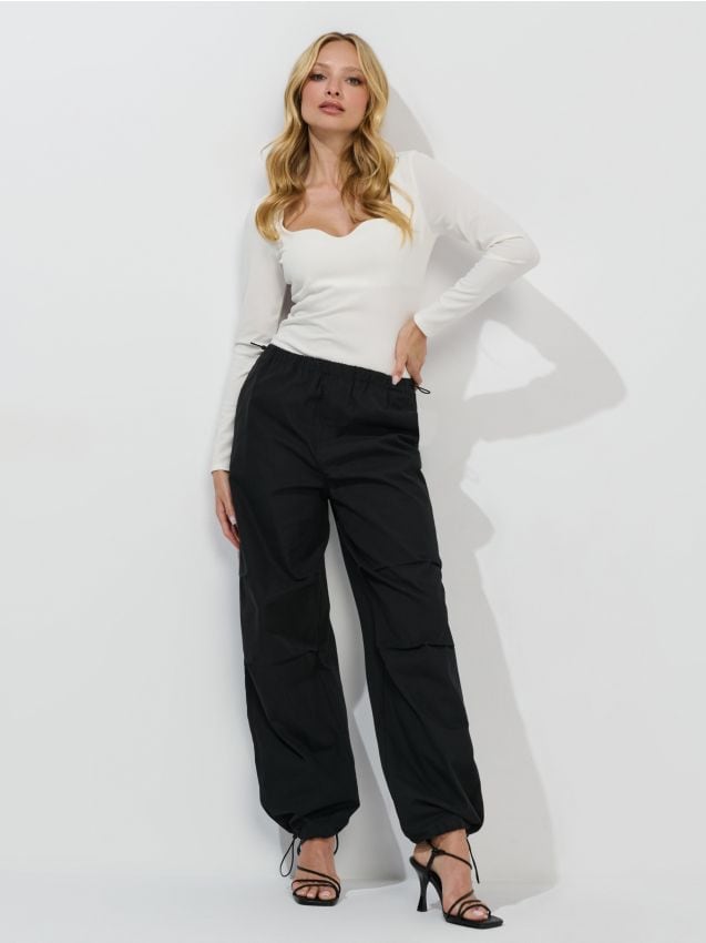 Sinsay - Spodnie cargo - czarny