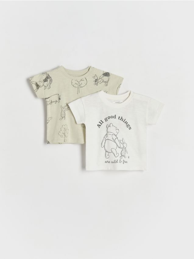 Reserved - T-shirt Kubuś Puchatek 2 pack - złamana biel
