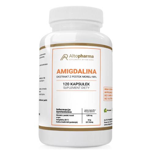 ALTOPHARMA Amigdalina 4mg Witamina B17 Ekstrakt z pestek moreli 98% + prebiotyk, 120 kaps.