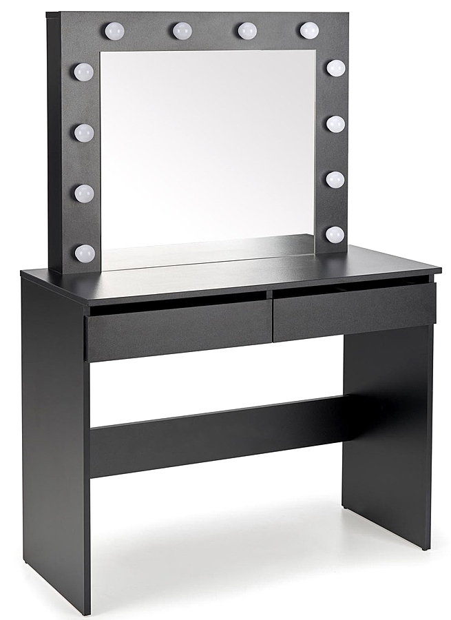 Czarna toaletka z szufladami i lustrem podświetlanym N1-N18