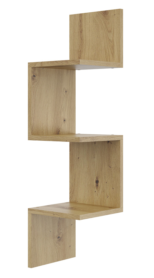 Minimalistyczna narożna półka ścienna dąb artisan W2-R87