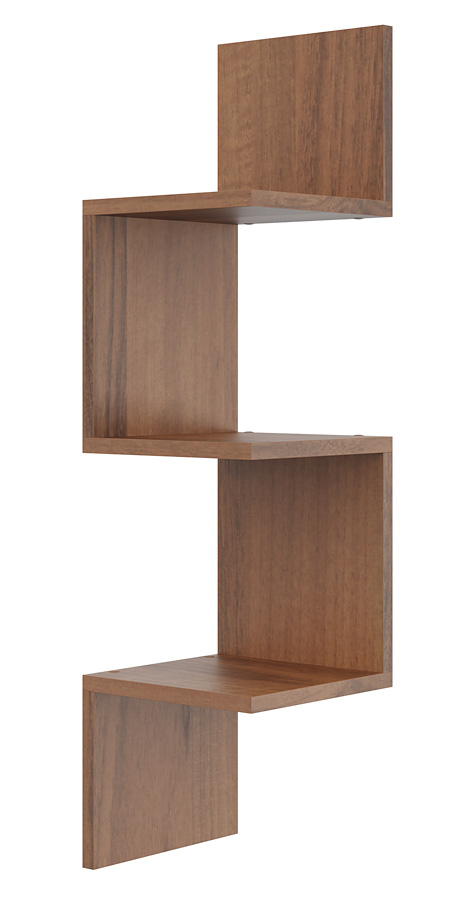 Narożna półka na książki w kolorze orzech E2-P85