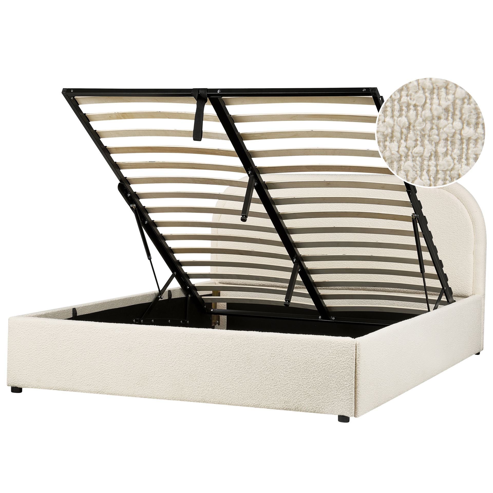 Łóżko z pojemnikiem boucle 140 x 200 cm jasnobeżowe QUILLIEN