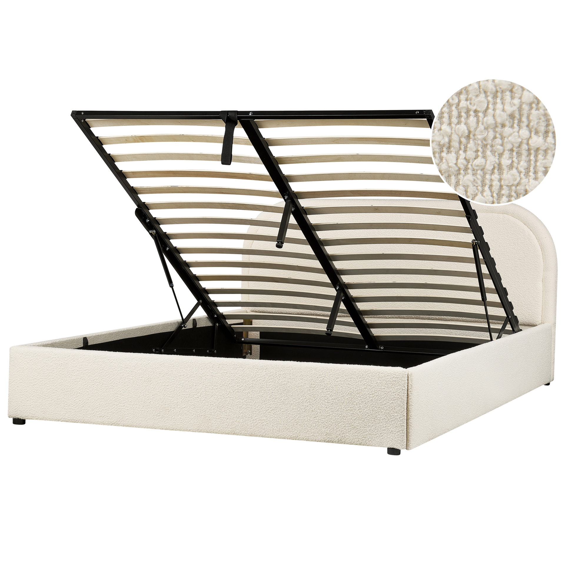 Łóżko z pojemnikiem boucle 160 x 200 cm jasnobeżowe QUILLIEN