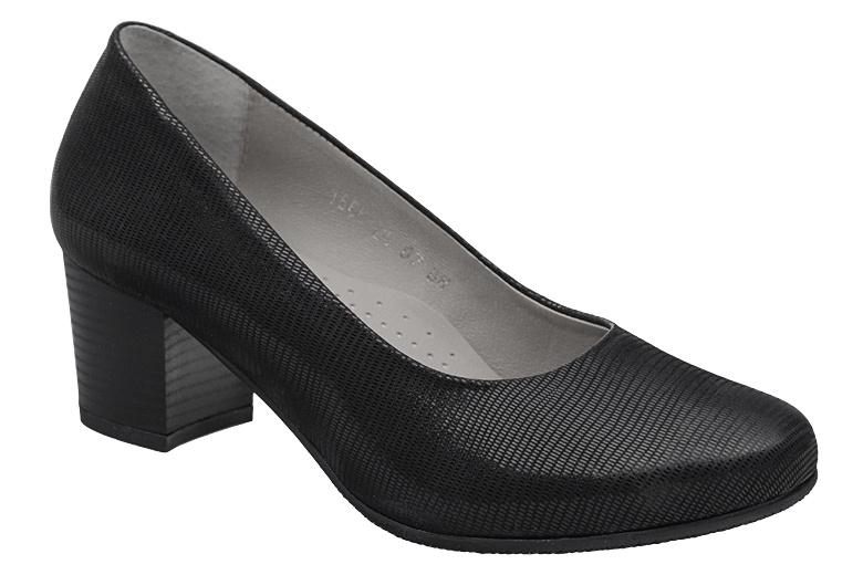Czółenka na obcasie buty AXEL Comfort 1666 Czarne Egzotico na Haluksy Kosela Medic 9666