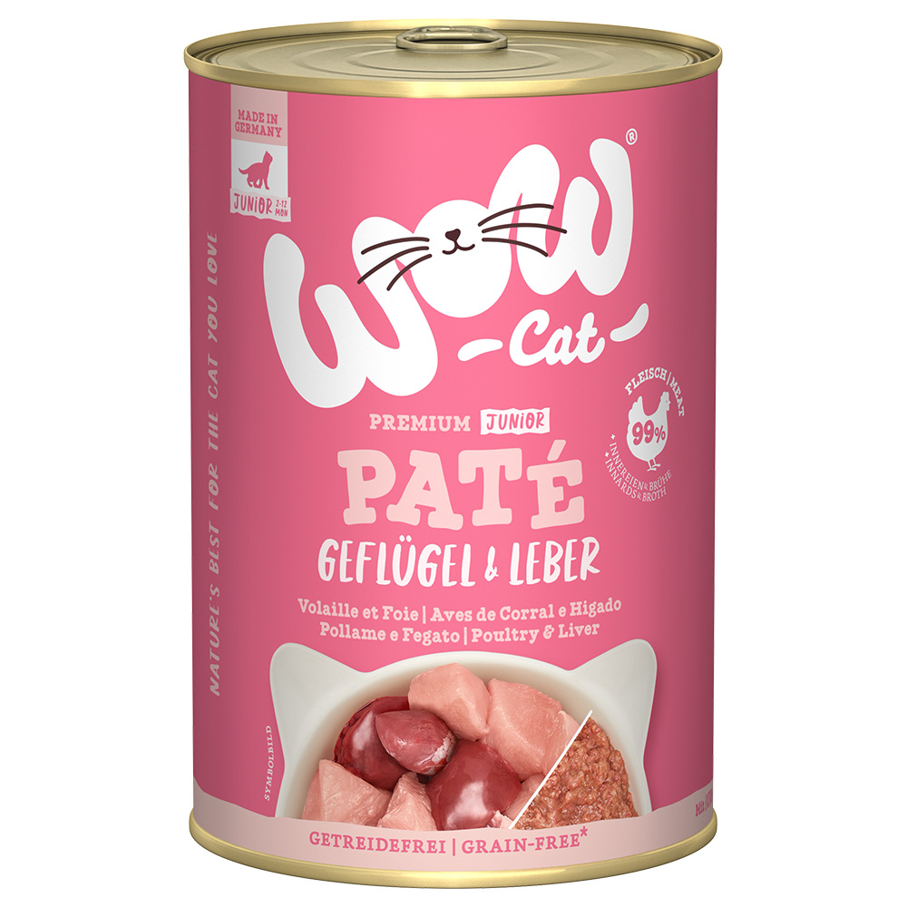 WOW Cat Junior, 6 x 400 g - Drób i wątróbka