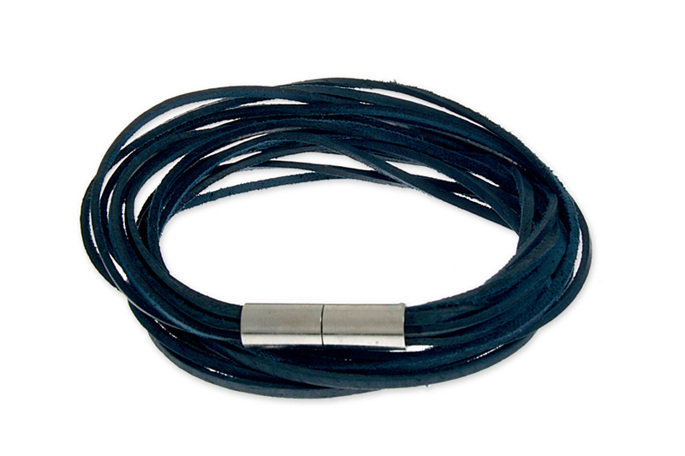 Granatowe Rzemyki Skórzane Bransoletka