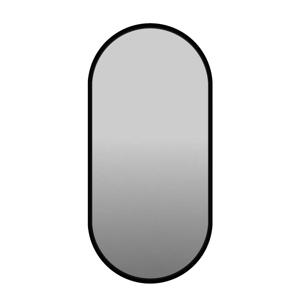 Lustro owalne z poświatą LED - czarne - 55/90 cm