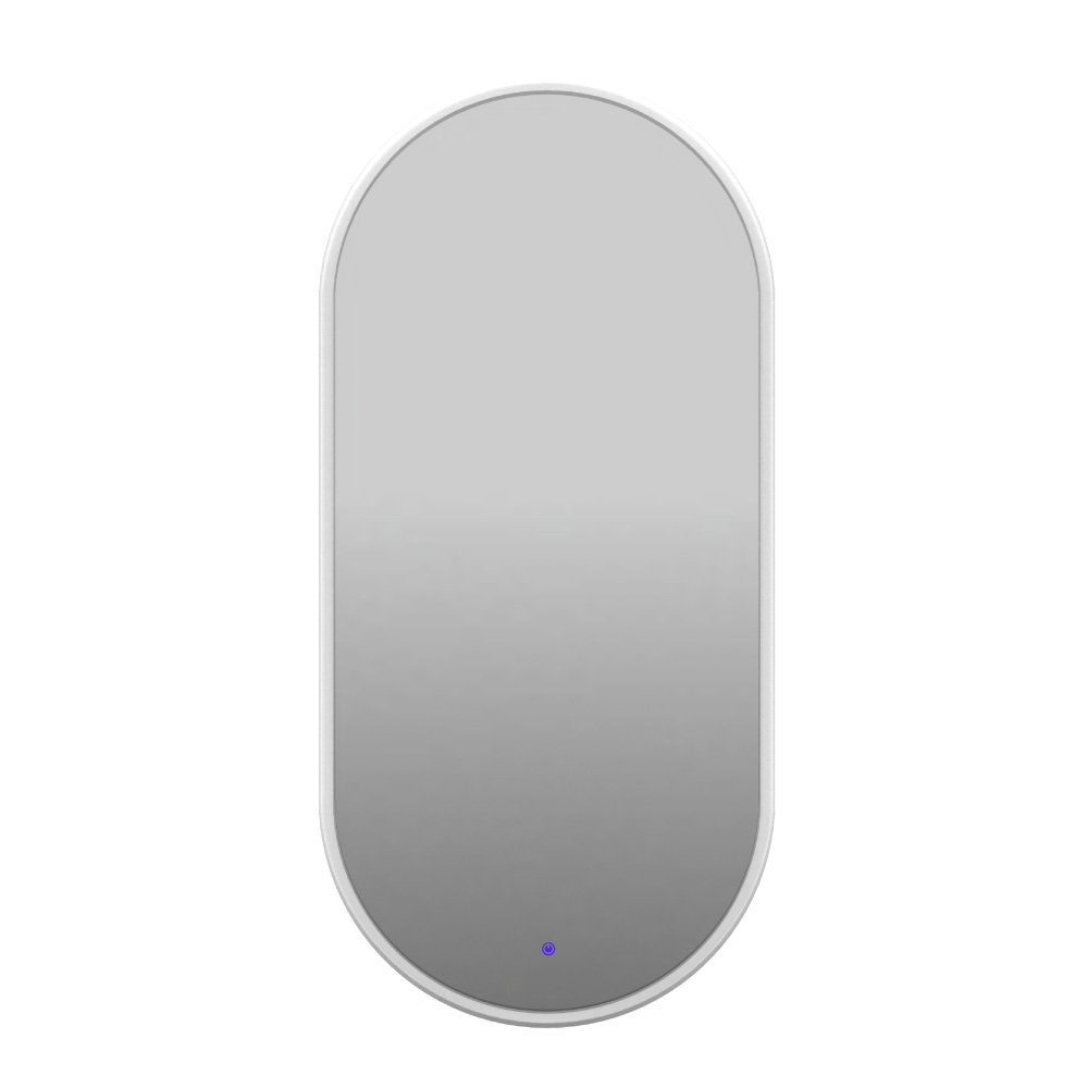Lustro owalne LED z poświatą i włącznikiem  - białe - 40/75 cm