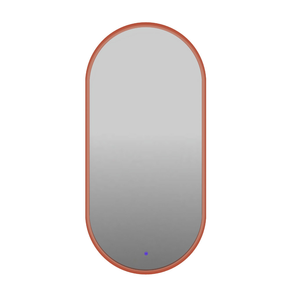Lustro owalne LED z poświatą i włącznikiem - miedziane - 45/80 cm