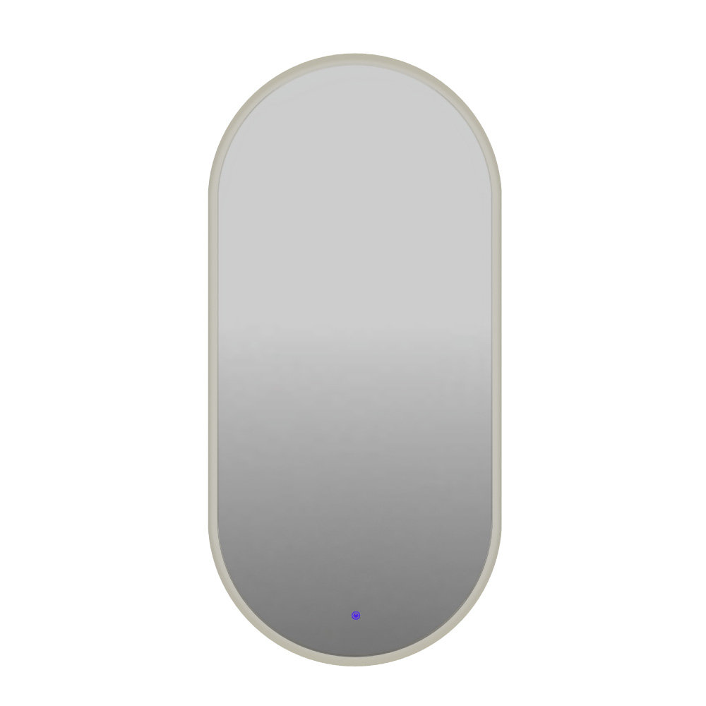 Lustro owalne LED z poświatą i włącznikiem - srebrne - 55/90 cm