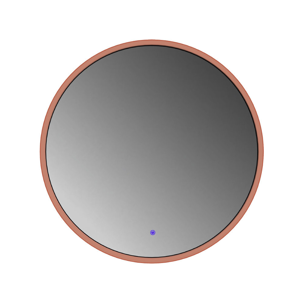 Lustro okrągłe LED z poświatą i włącznikiem – miedziane - 50 cm