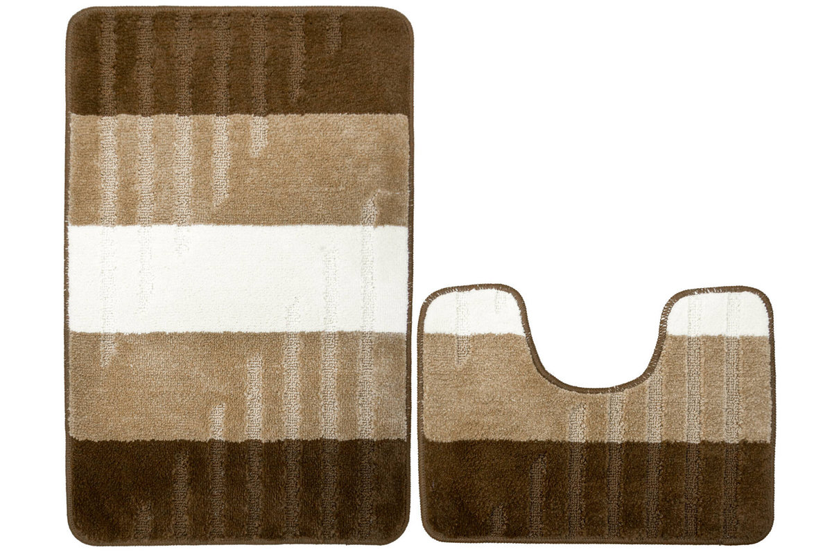 Komplet 2-częściowy Łazienkowy Vic Beige Beż Brąz Paski-KOMPLET