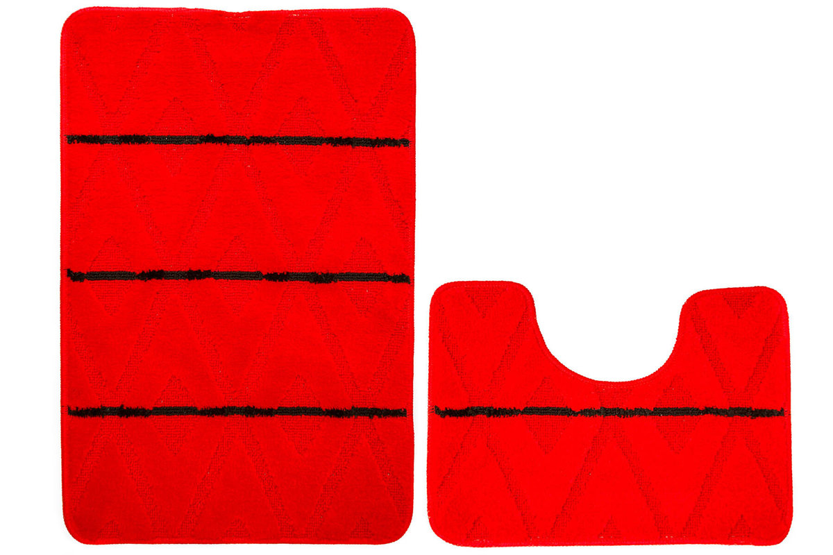Komplet 2-częściowy Łazienkowy Palma Red Czerwony Czarny Romby-KOMPLET