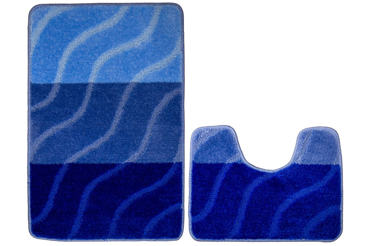 Komplet 2-częściowy Łazienkowy Fiori Blue Niebieski Pasy Fale-KOMPLET