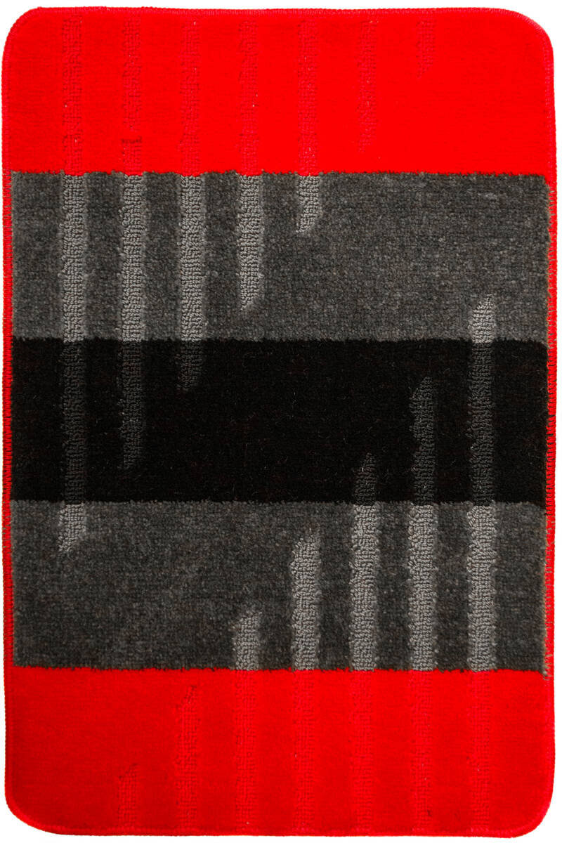 Dywanik Łazienkowy Vic Red Czerwony Szary Paski-50x80 cm