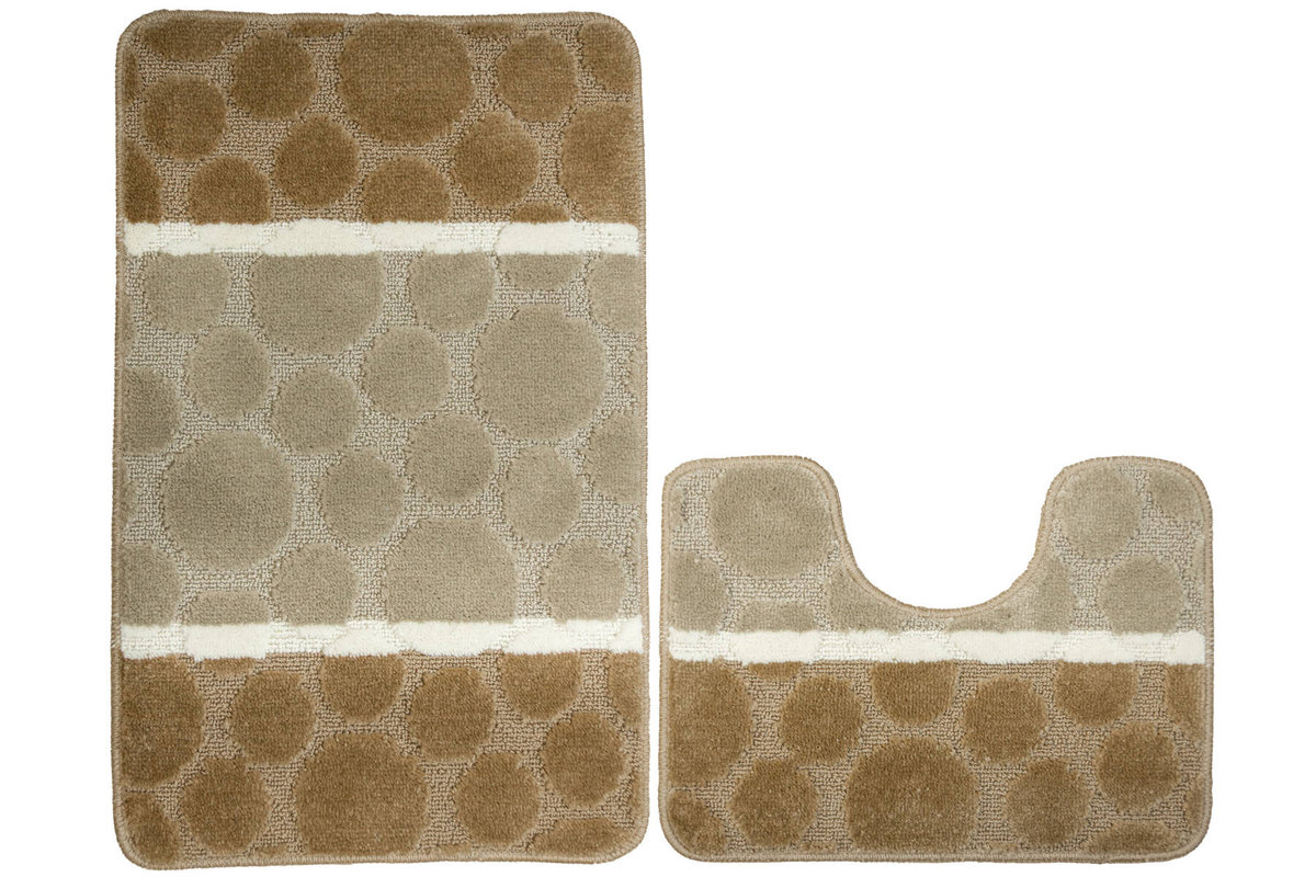 Komplet 2-częściowy Łazienkowy Siena Beige Beżowy Kropki Paski-KOMPLET