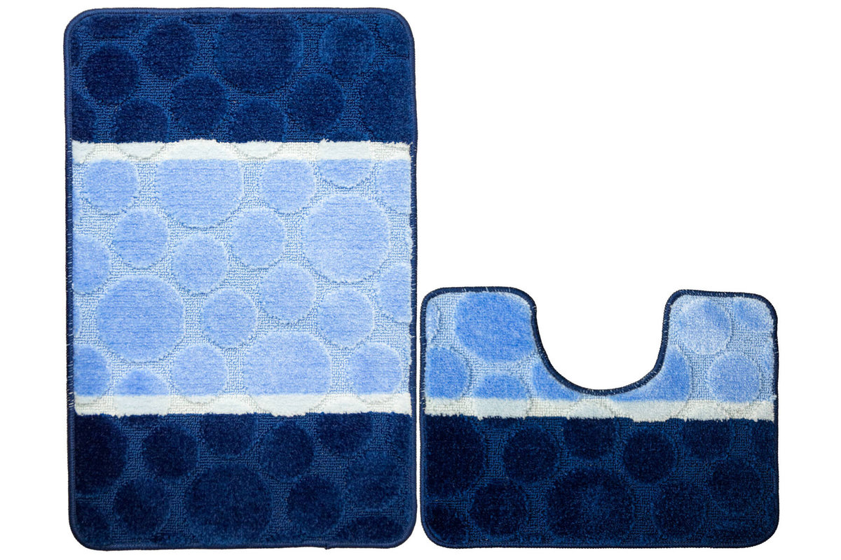 Komplet 2-częściowy Łazienkowy Siena Blue Niebieski Kropki Paski-KOMPLET