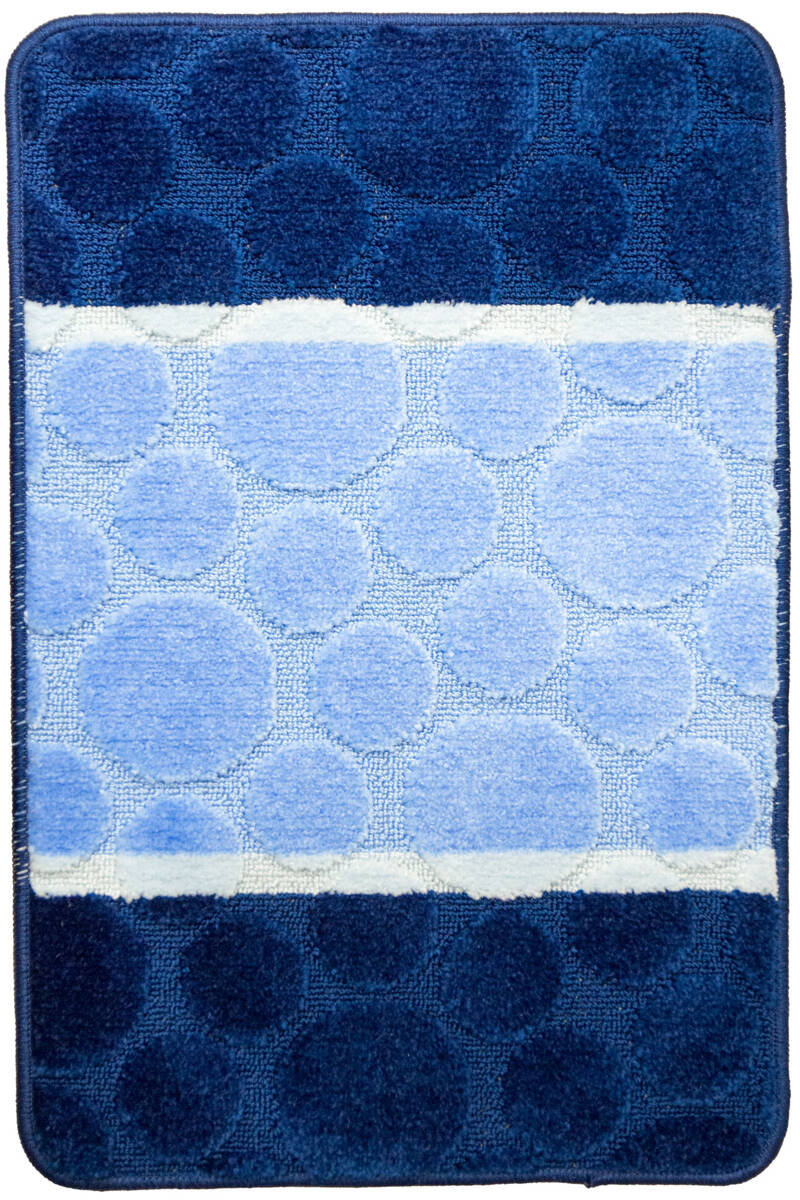 Dywanik Łazienkowy Siena Blue Niebieski Kropki Paski-50x80 cm