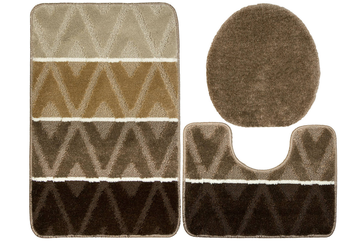Komplet 3-częściowy Łazienkowy Palma Beige Beż Brąz Romby-KOMPLET