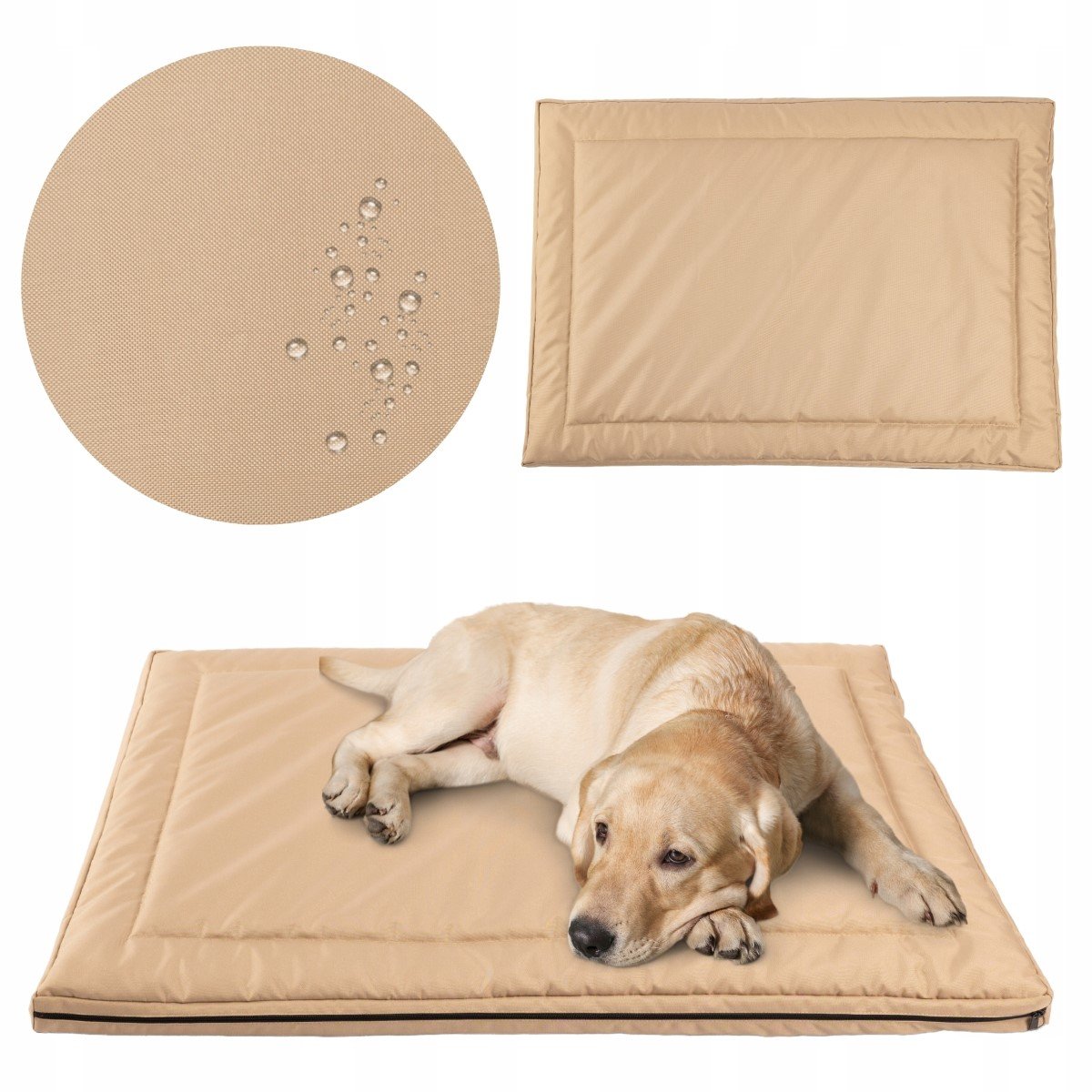 Legowisko dla psa, wodoodporny materac, Pet Zen, beżowe, 100x70 cm