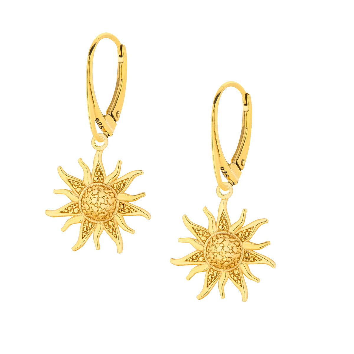 Złote kolczyki ze słońcem