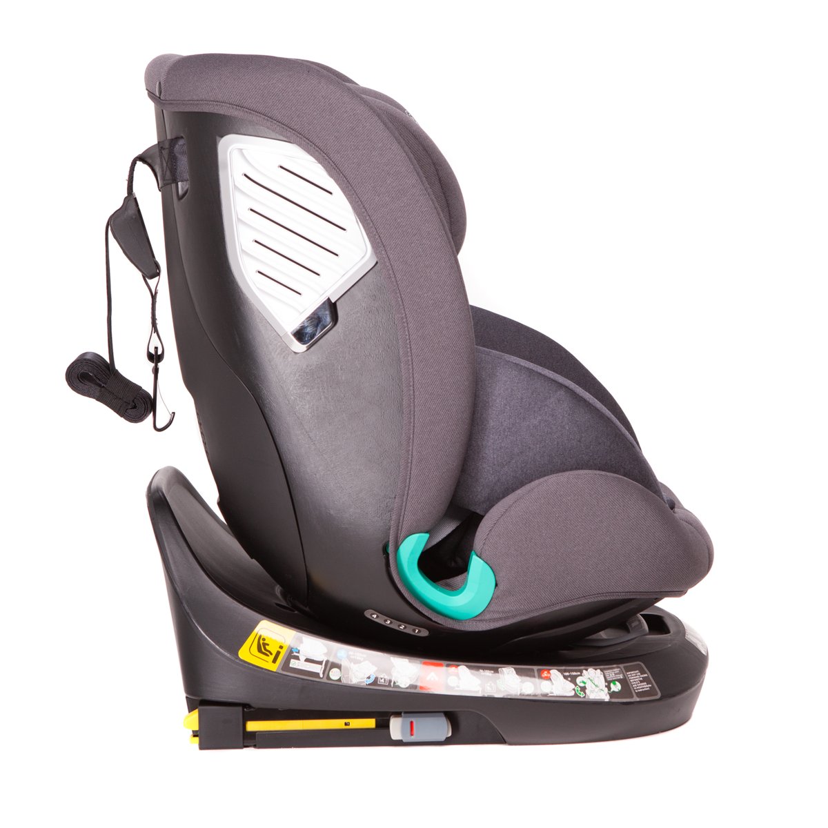Fotelik Radjur top tether ISOFIX 40-150 cm, 360, norma i-Size, waga do 36 kg kolor ciemny szary
