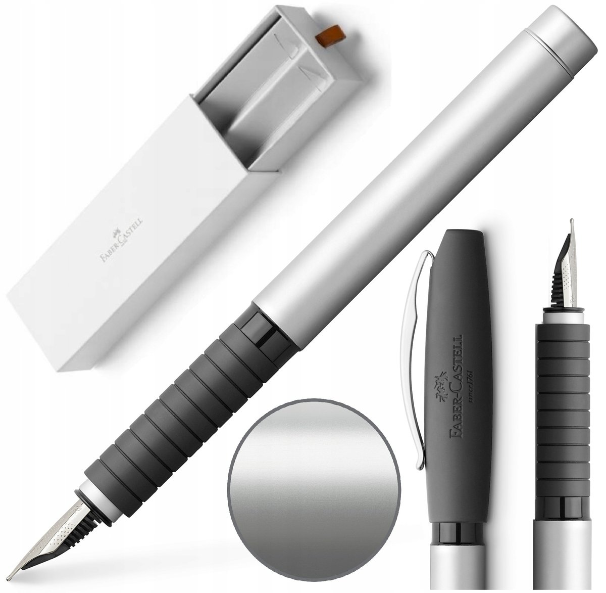 FABER-CASTELL Pióro wieczne eleganckie ETUI Essentio Szare stalówka EF