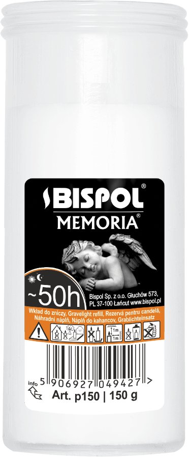 Wkład do zniczy parafinowy BISPOL P150 50H 1szt.
