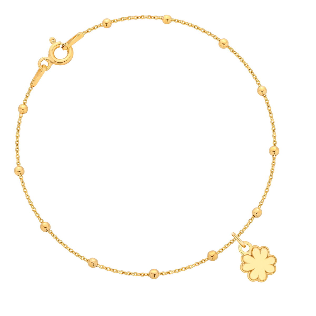 Złota bransoletka koniczynka czterolistna