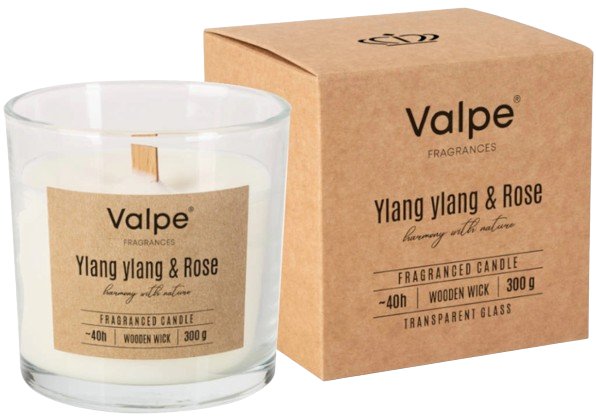 Świeca zapachowa w szkle BISPOL Valpe 40H YLANG YLANG - RÓŻA