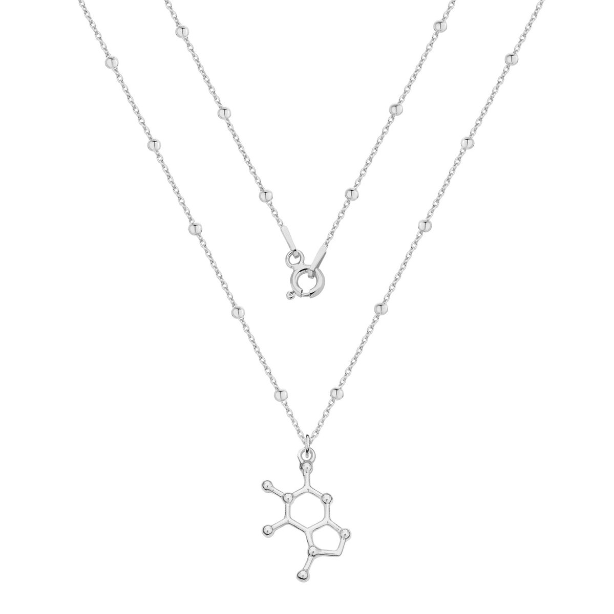 Naszyjnik srebrny z wzorem chemicznym czekolady